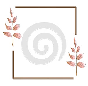 Square frame with leaves and branches